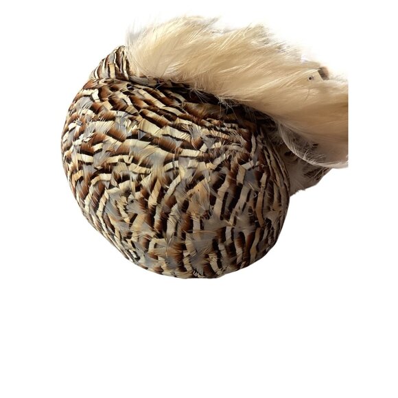Vintage Jack McConnell Feather Hat W/Rhinestone Accents*Cream Feathers*Halloween - Picture 1 of 10